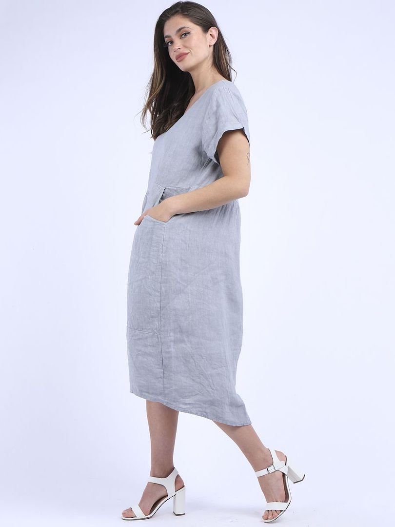 Charlotte Linen Dress Light Grey image 2